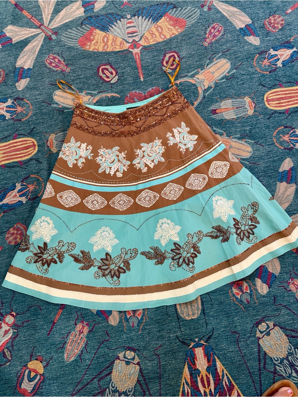 Stunning Anthro Neiman Marcus Basil & Maude beaded boho skirt 4